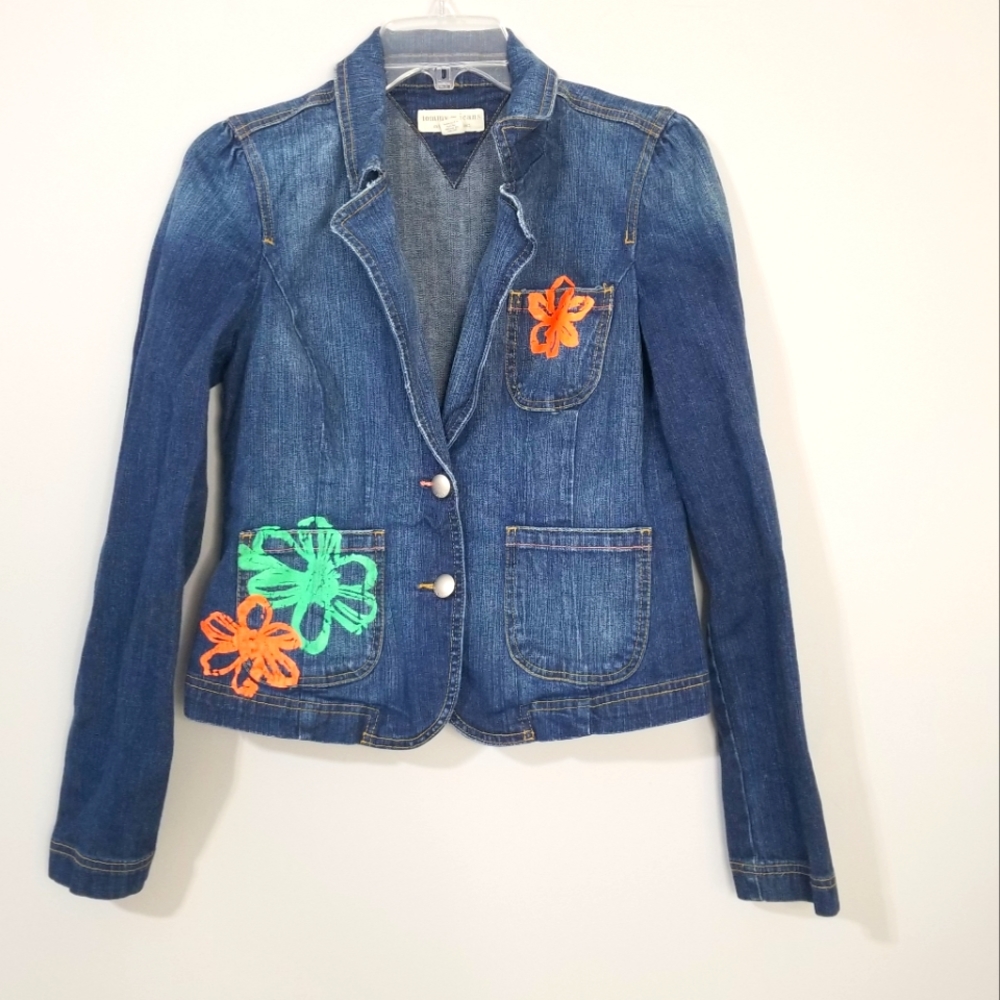 Vintage Y2K Tommy Jeans Floral Denim Jean Jacket Size Large